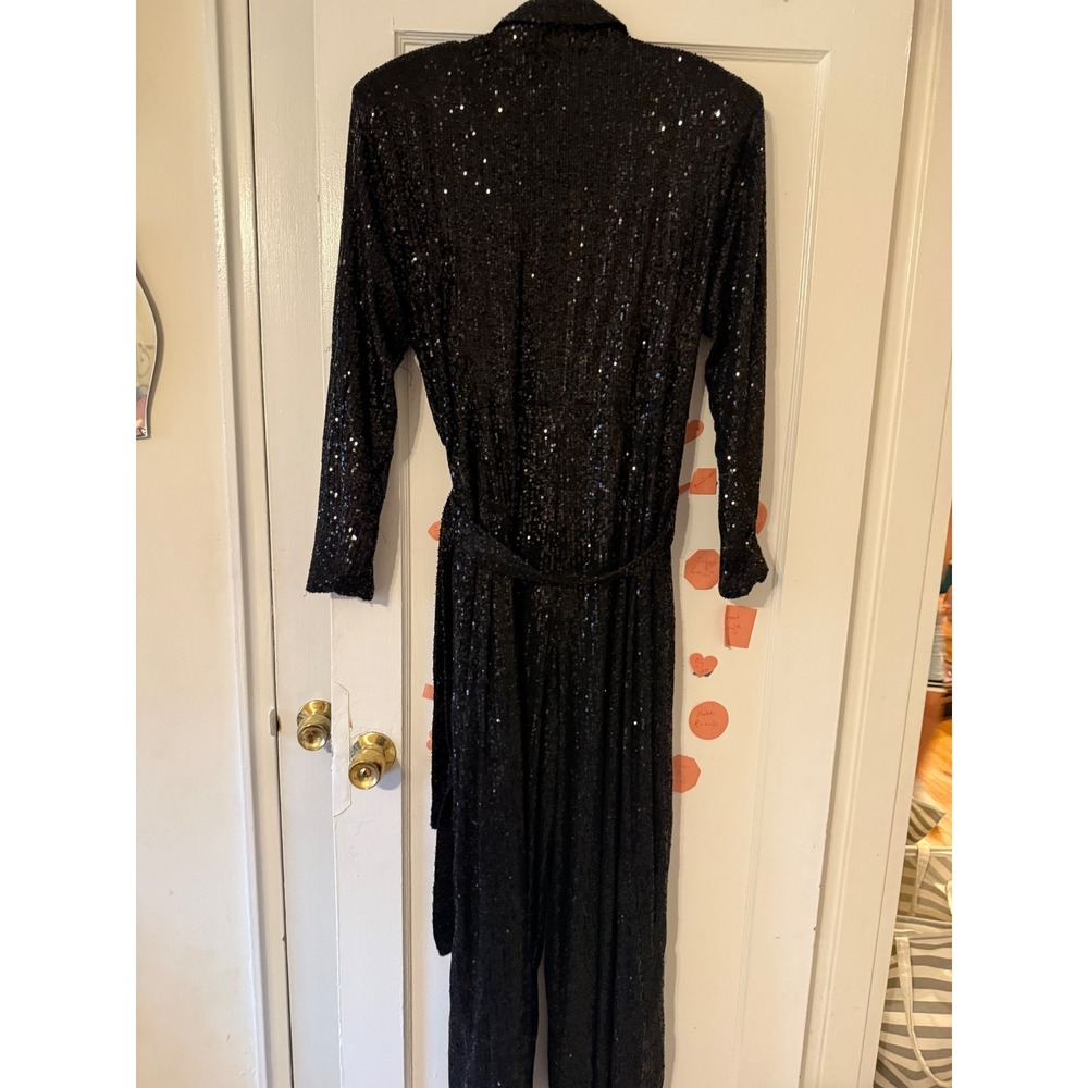 Victor Costa En Francais Black Shimmer Knit Maxi Gown Sleeveless V-Neck Size 16